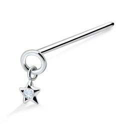 Stone Placed Star Silver Straight Nose Stud NSKA-554